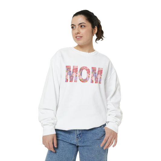 MOM Flower Design Garment-Dyed Sweatshirt