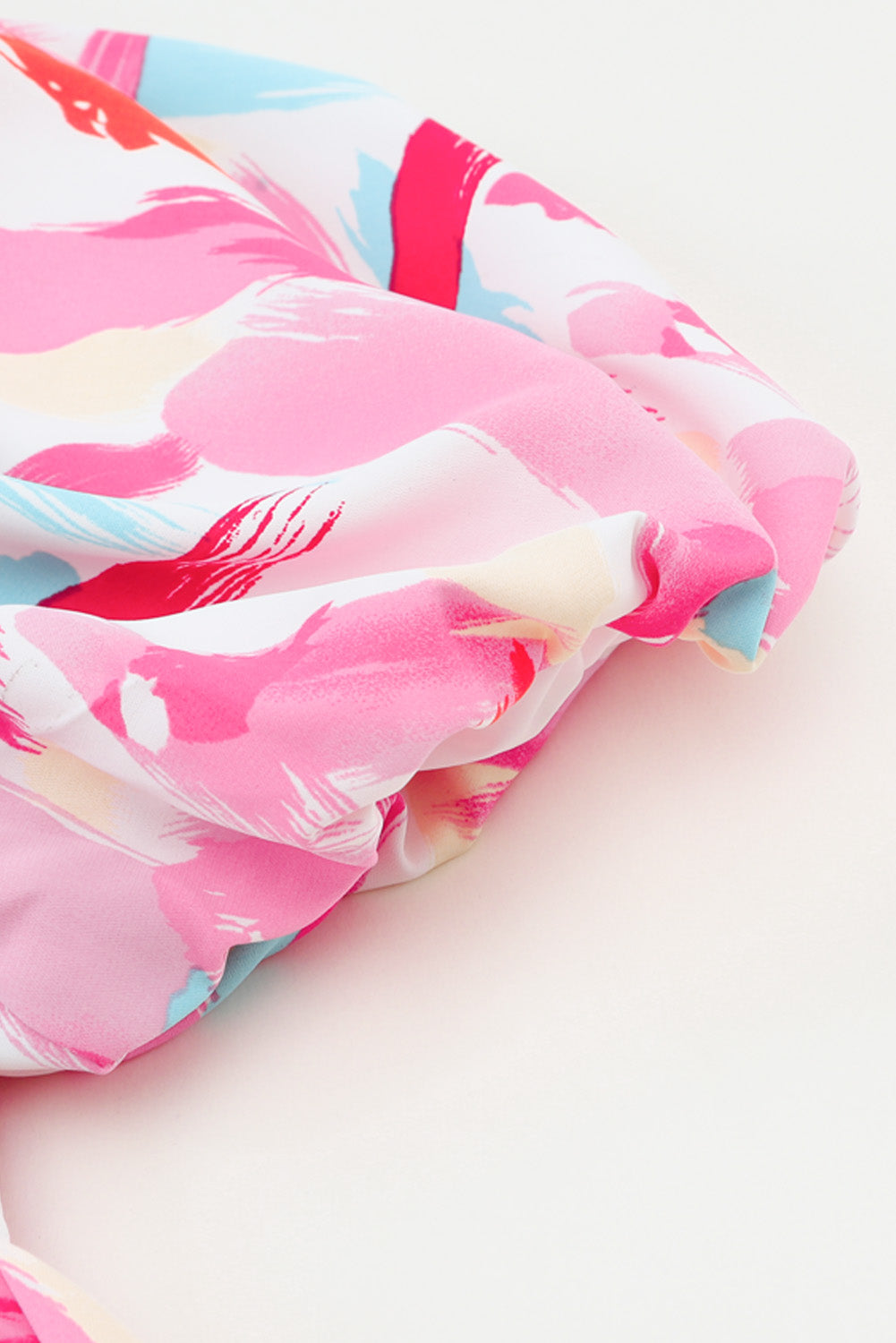 Mia Pink Brush Stroke Printed Smocked Ruffle Tiered Dress
